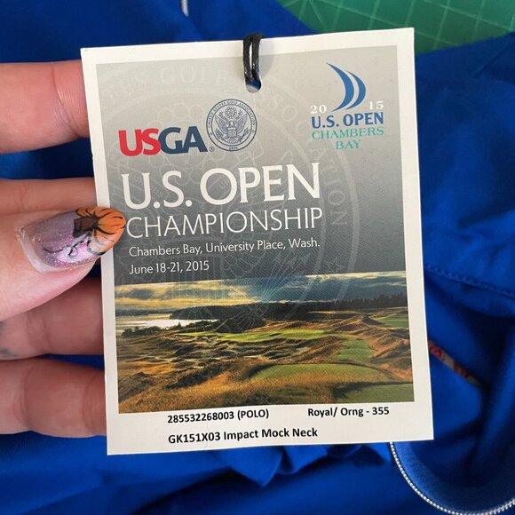 Ralph Lauren RLX Men XL Blue Red 1/4 Zip Shirt 2015 US Open Chambers Bay Golf - Picture 10 of 12